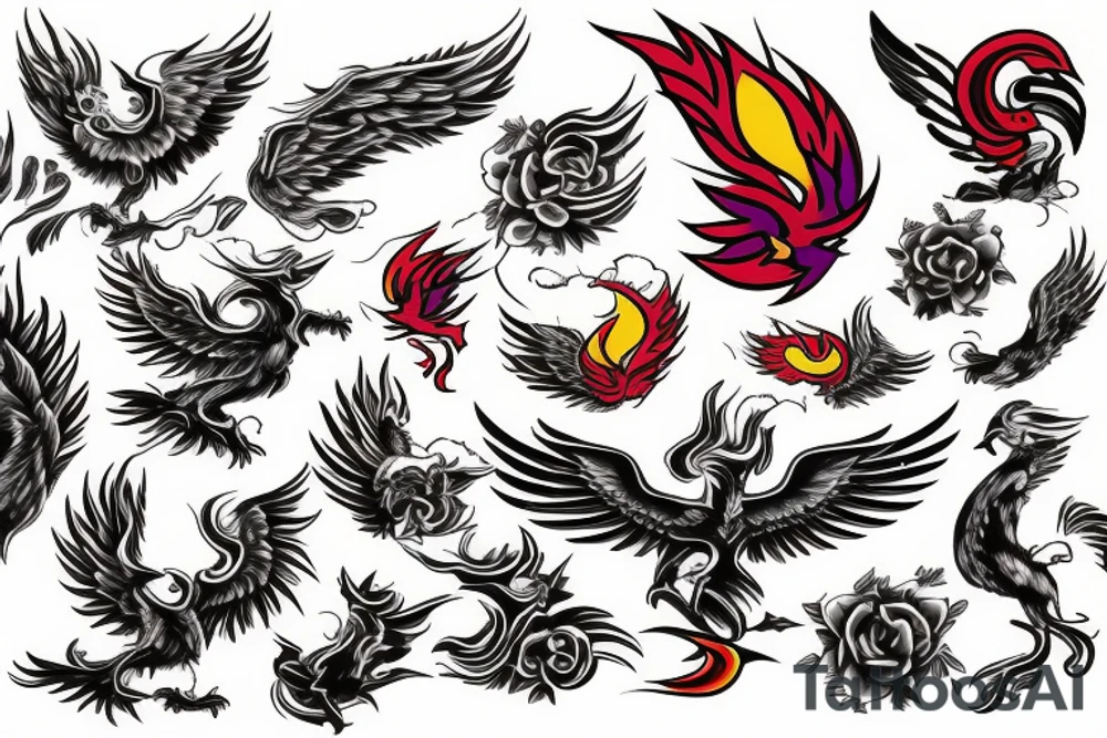 phoenix rising from ashes tattoo idea