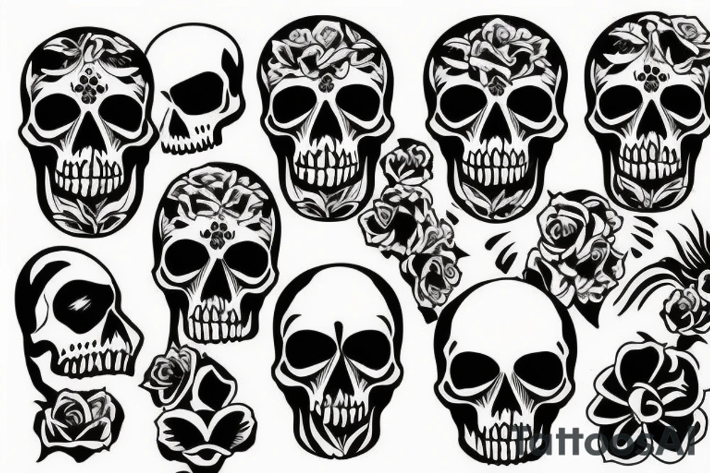 skulls/outline/white background tattoo idea