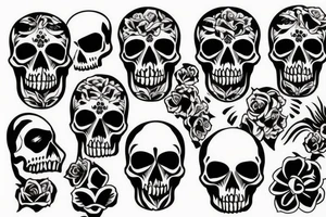 skulls/outline/white background tattoo idea