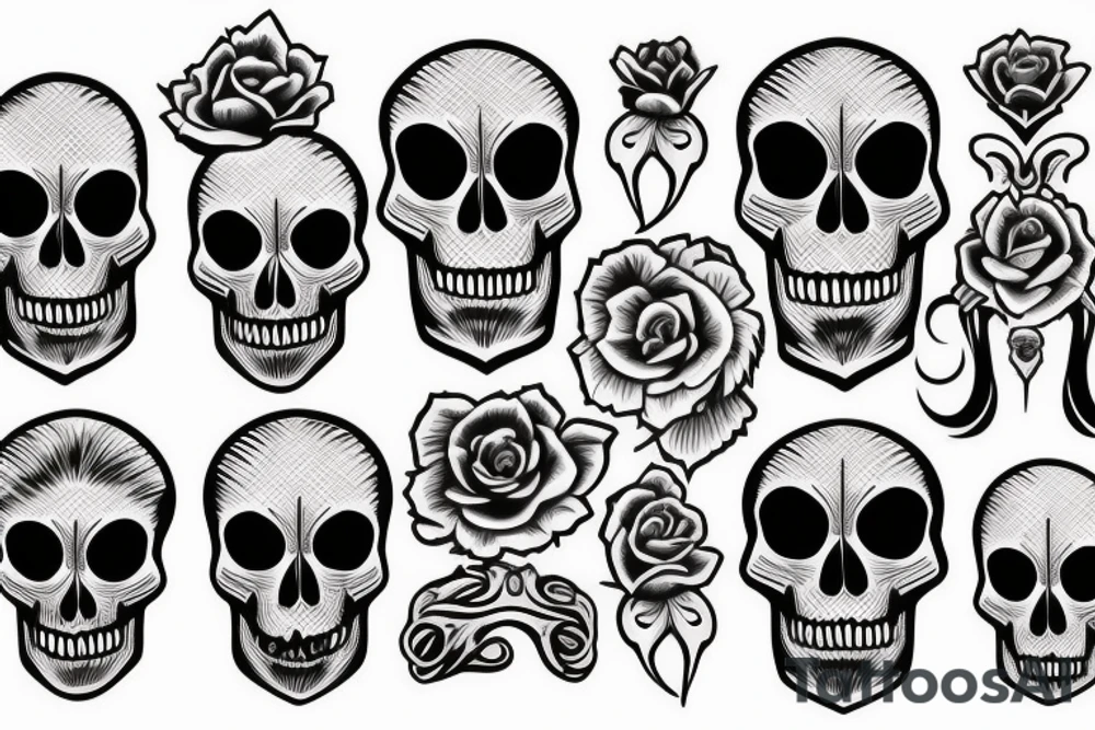 skulls/outline/white background tattoo idea