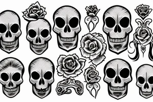 skulls/outline/white background tattoo idea