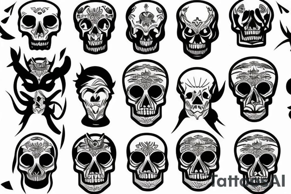 skulls/outline/white background tattoo idea