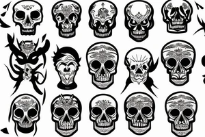 skulls/outline/white background tattoo idea