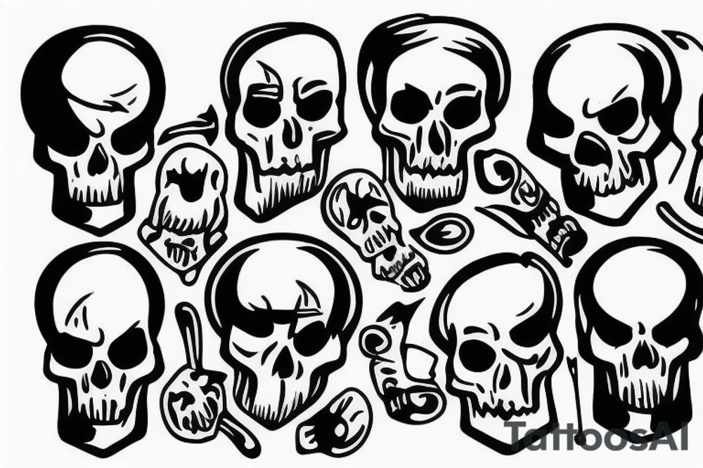 skulls/outline/white background tattoo idea