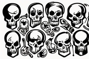 skulls/outline/white background tattoo idea