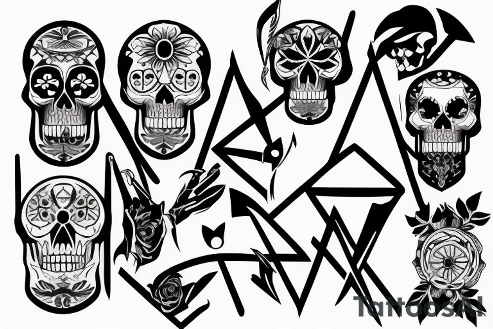 skulls/outline/white background tattoo idea