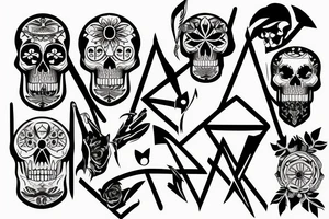 skulls/outline/white background tattoo idea