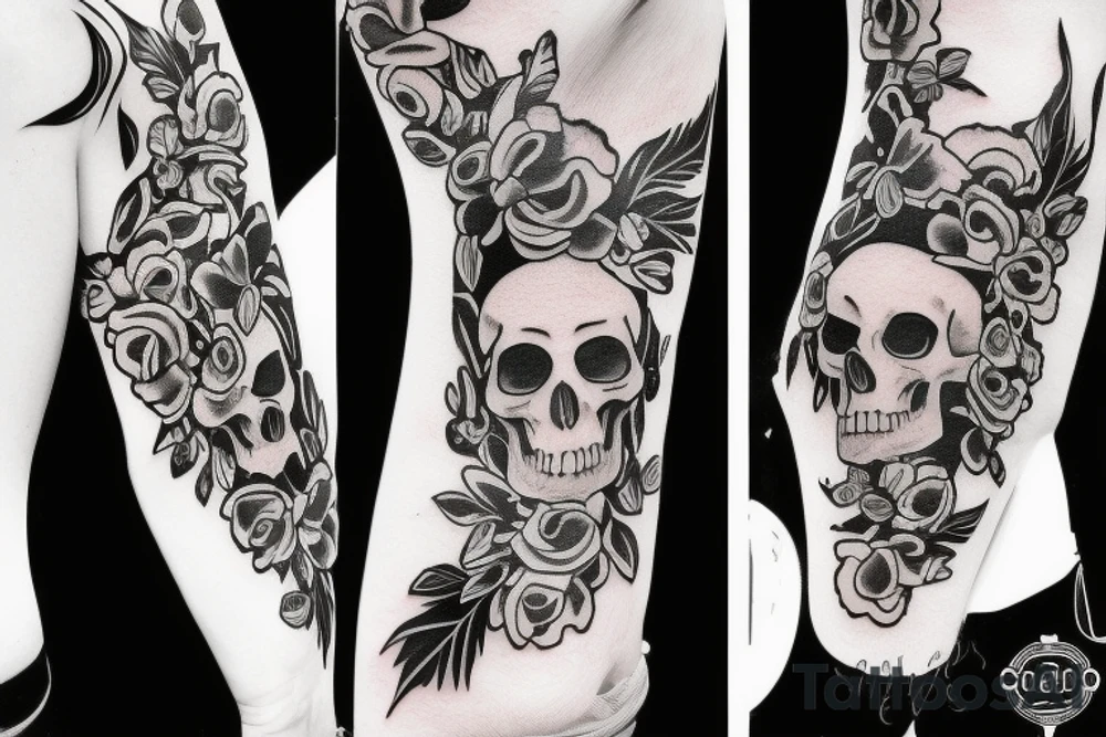 skulls/outline/white background tattoo idea