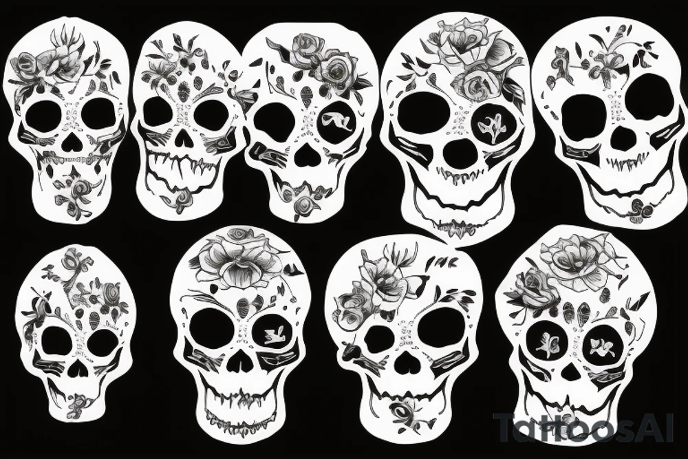 skulls/outline/white background tattoo idea