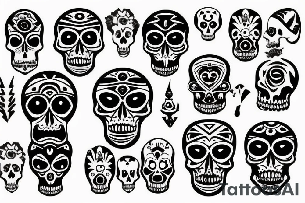 skulls/outline/white background tattoo idea