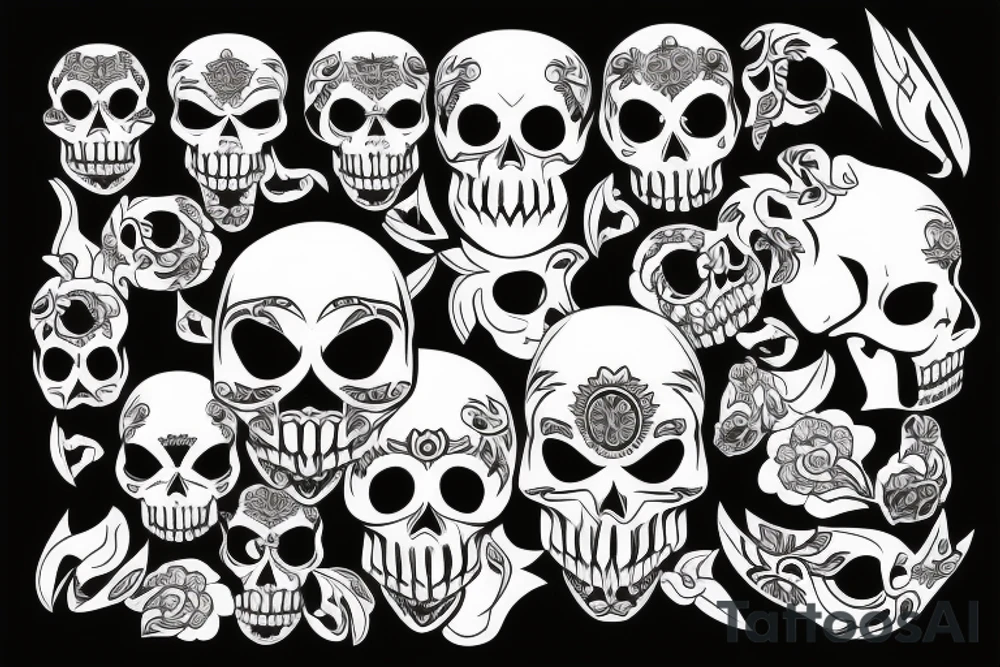 skulls/outline/white background tattoo idea