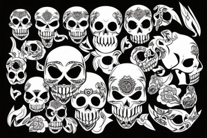skulls/outline/white background tattoo idea