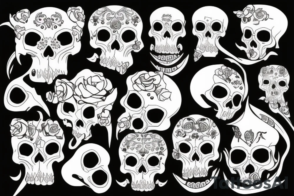 skulls/outline/white background tattoo idea