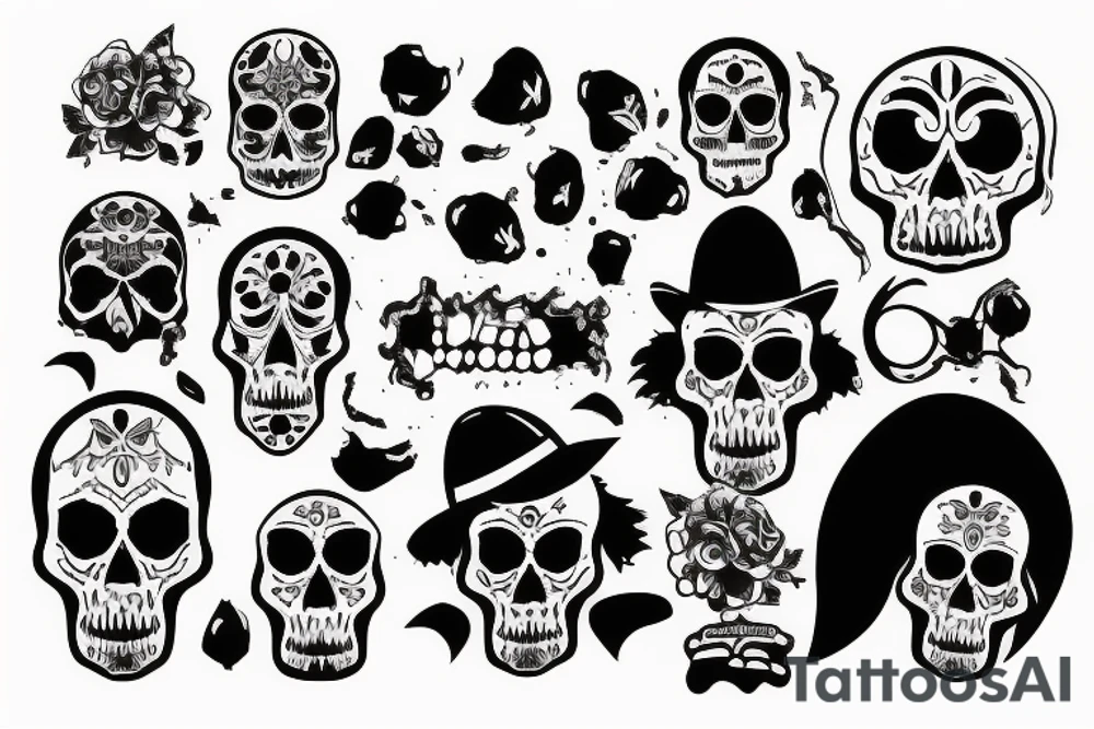 skulls/outline/white background tattoo idea