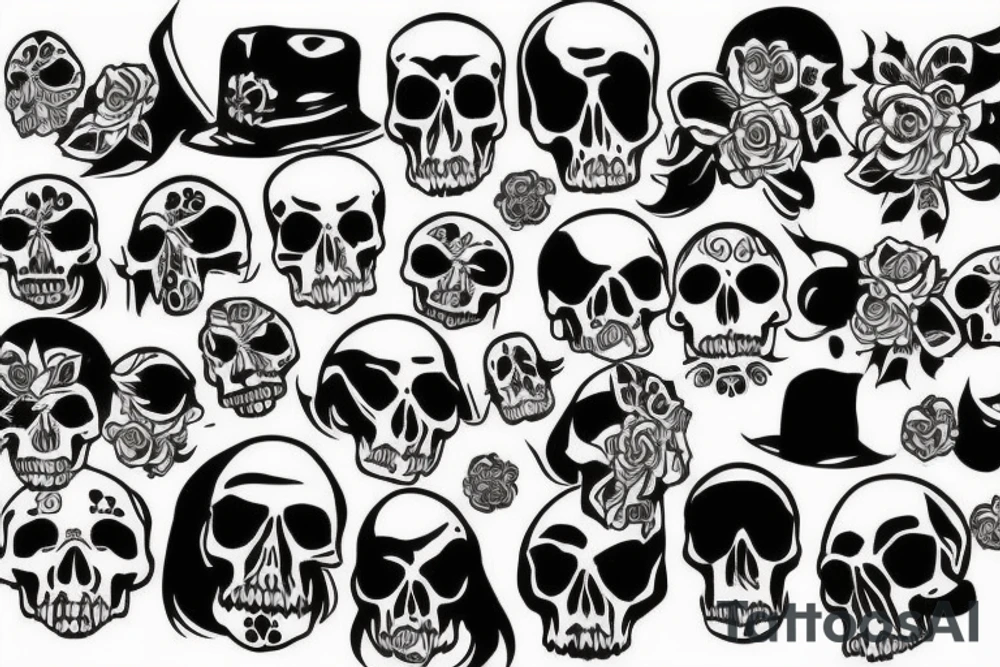 skulls/outline/white background tattoo idea