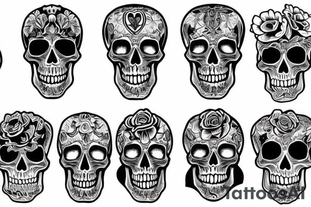 skulls/outline/white background tattoo idea