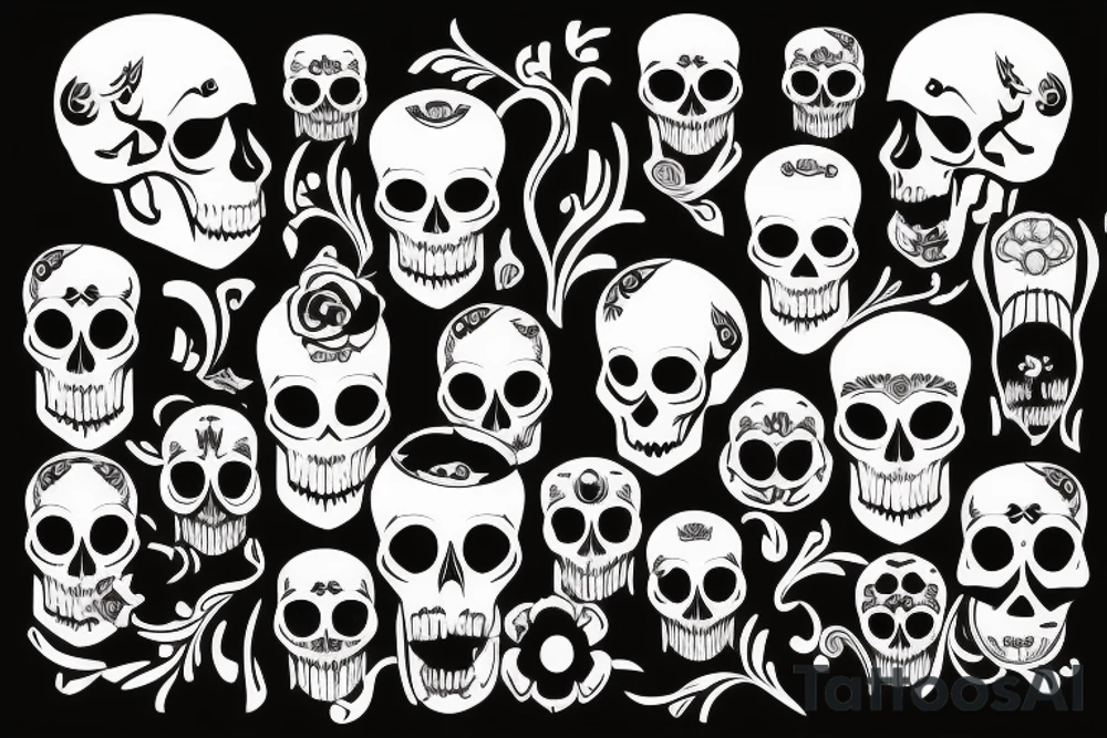 skulls/outline/white background tattoo idea