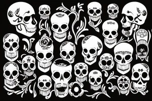 skulls/outline/white background tattoo idea