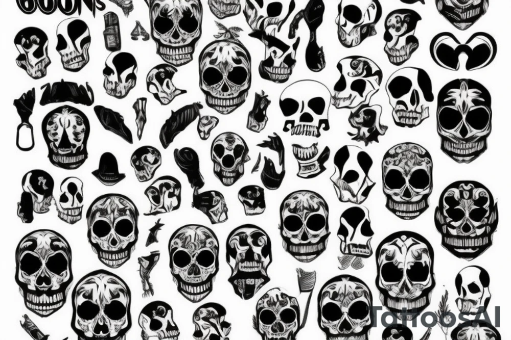 skulls/outline/white background tattoo idea