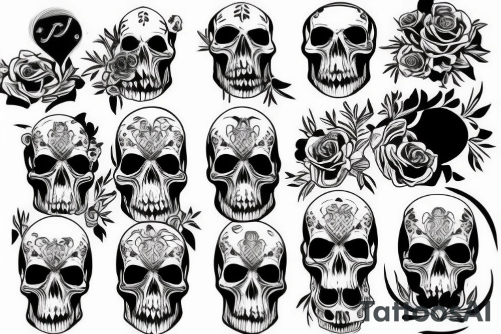 skulls/outline/white background tattoo idea