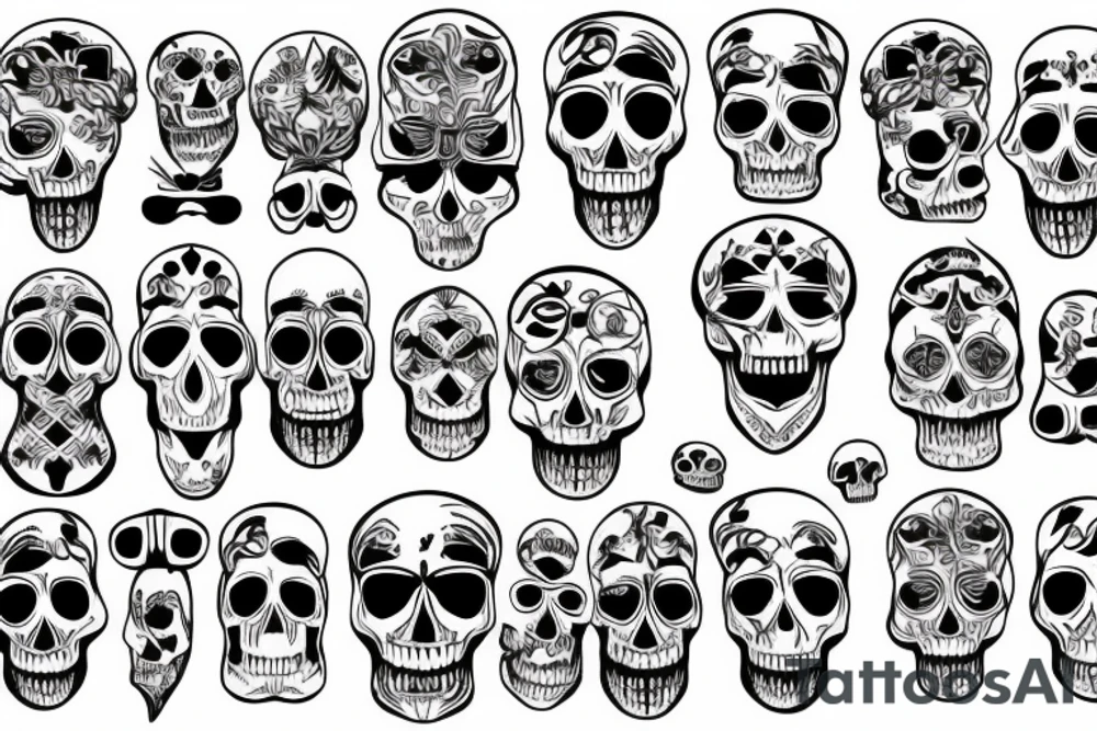 skulls/outline/white background tattoo idea