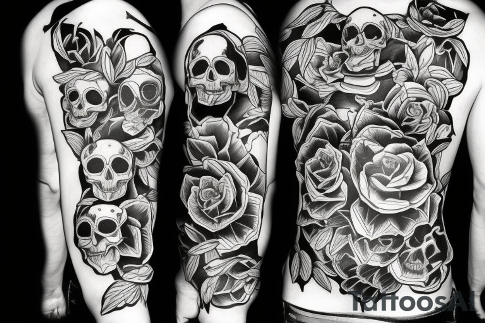 skulls/outline/white background tattoo idea