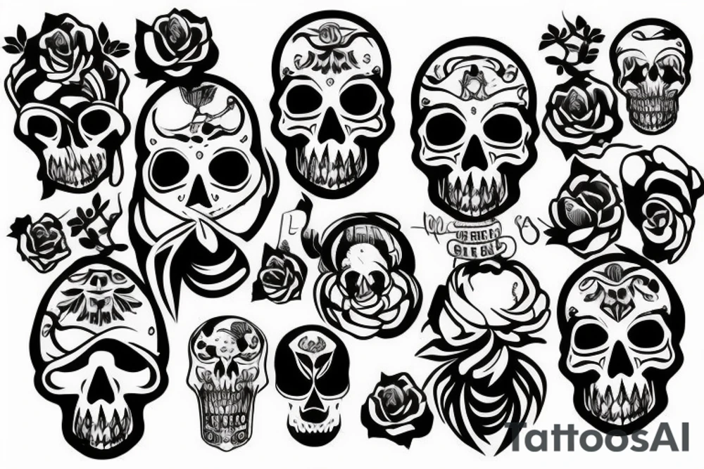 skulls/outline/white background tattoo idea
