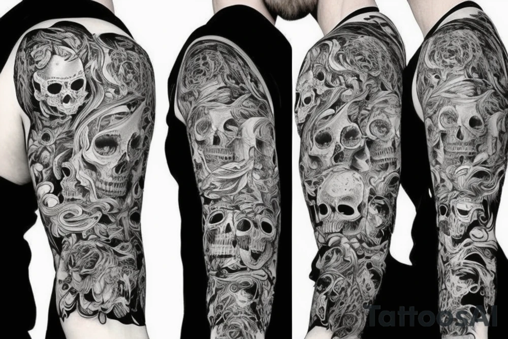 skulls/outline/white background tattoo idea