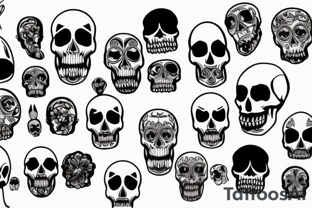 skulls/outline/white background tattoo idea
