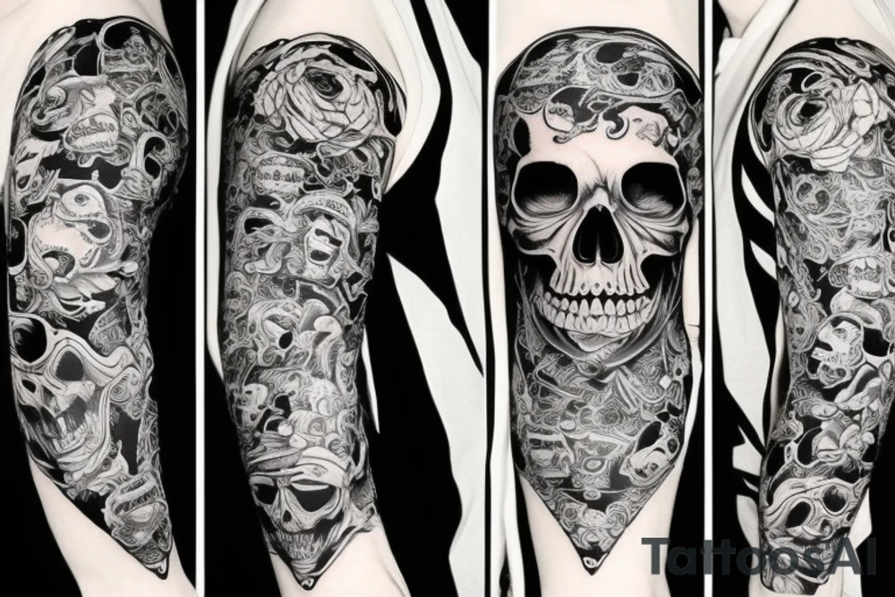 skulls/outline/white background tattoo idea