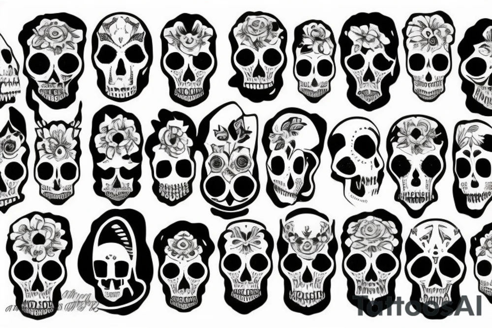 skulls/outline/white background tattoo idea