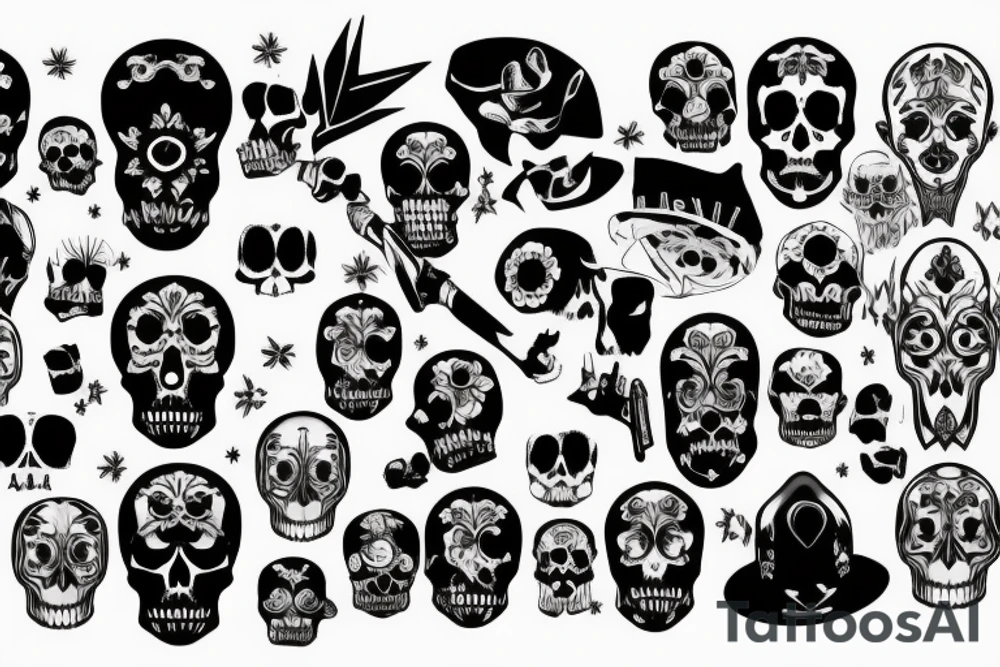 skulls/outline/white background tattoo idea