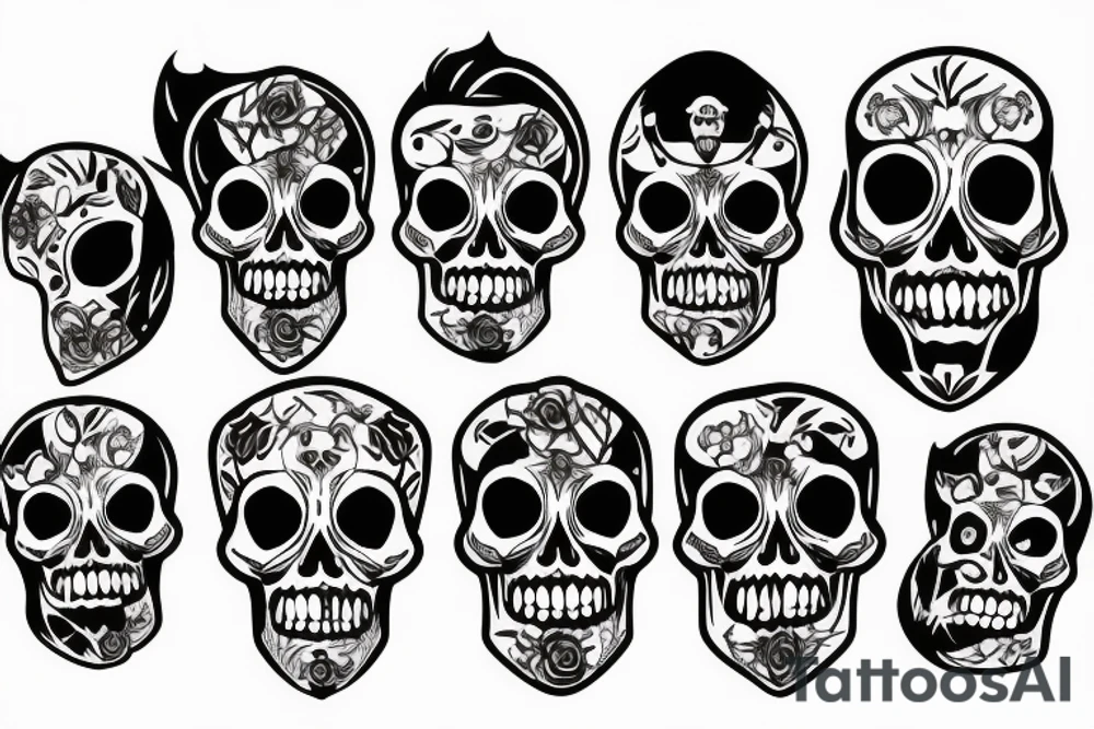 skulls/outline/white background tattoo idea