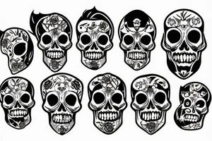 skulls/outline/white background tattoo idea