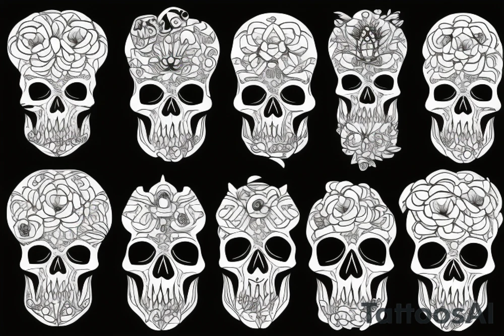 skulls/outline/white background tattoo idea