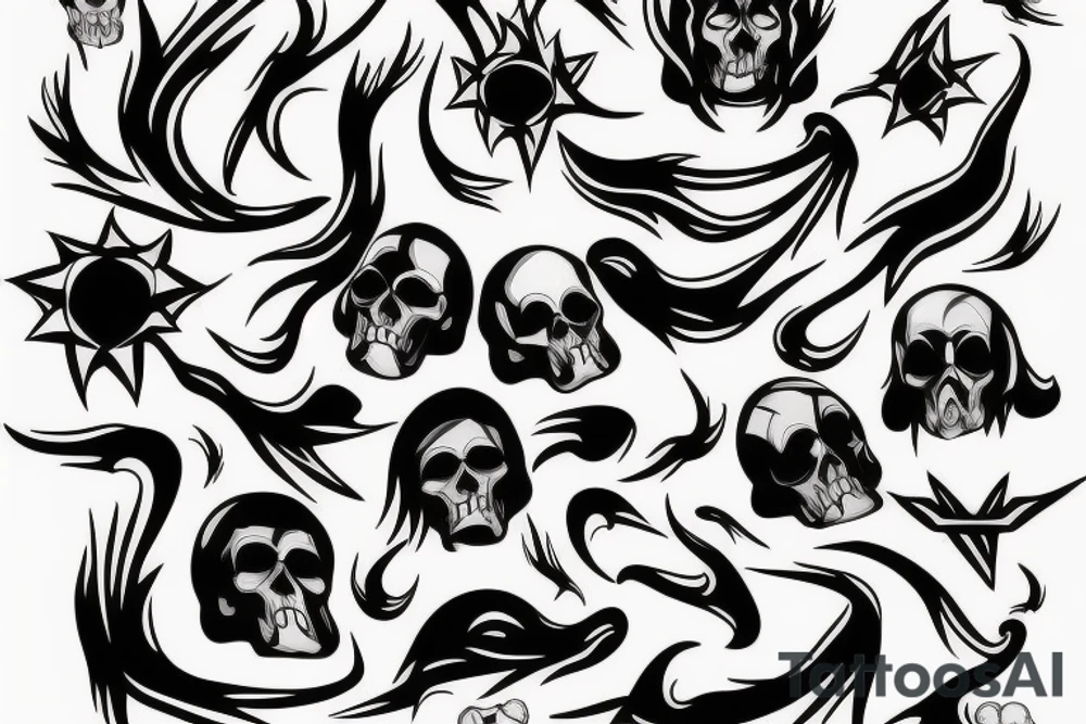 skulls/outline/white background tattoo idea