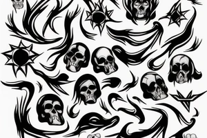 skulls/outline/white background tattoo idea