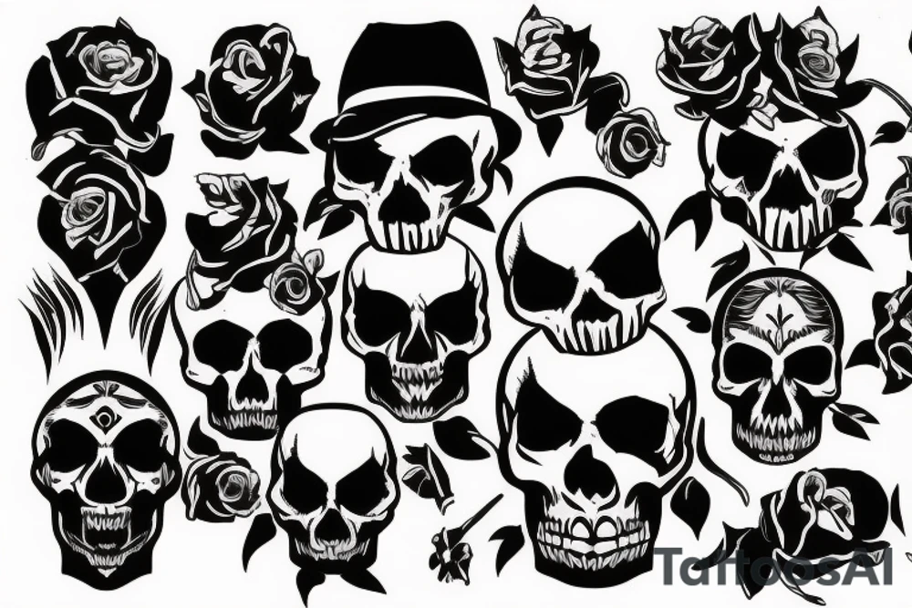 skulls/outline/white background tattoo idea