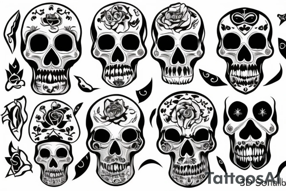 skulls/outline/white background tattoo idea