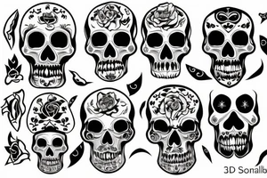 skulls/outline/white background tattoo idea