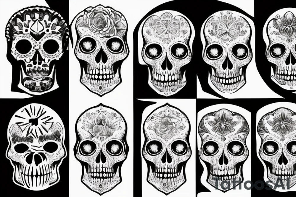 skulls/outline/white background tattoo idea