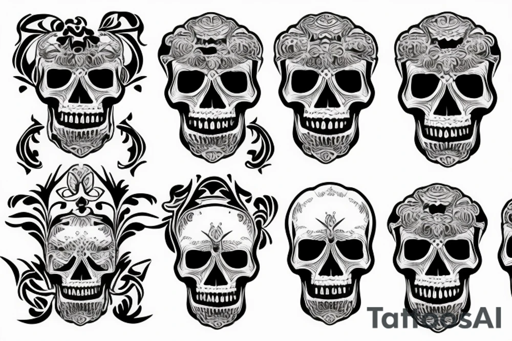 skulls/outline/white background tattoo idea