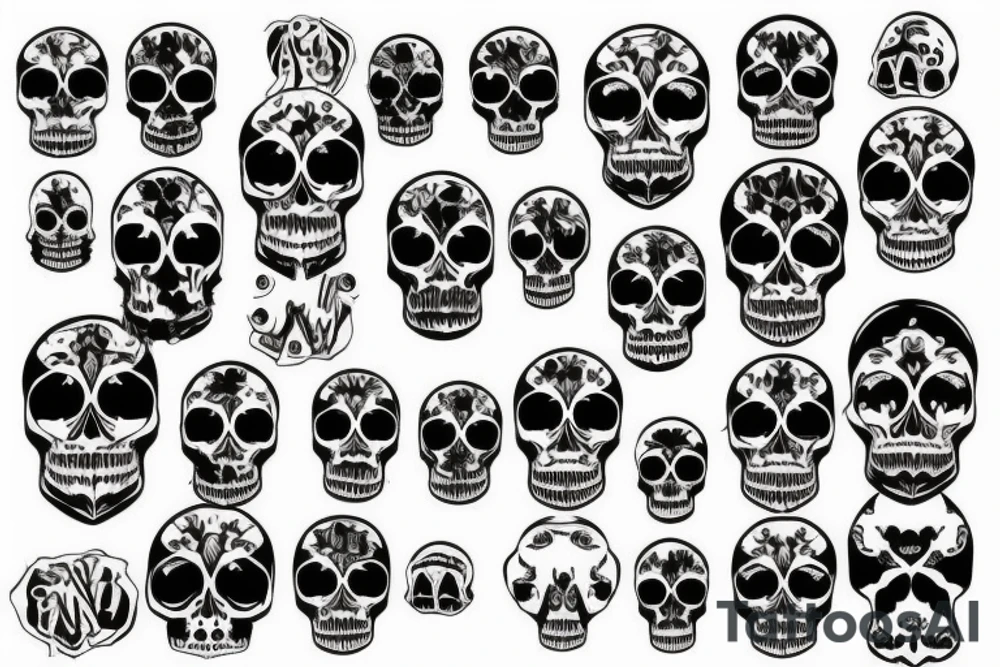 skulls/outline/white background tattoo idea