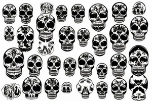 skulls/outline/white background tattoo idea