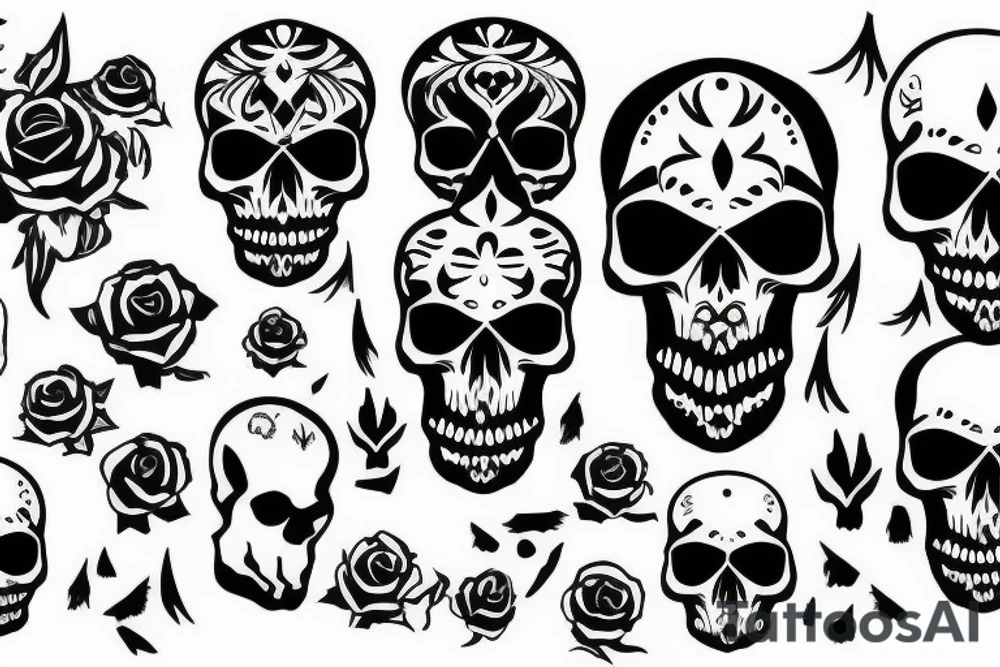 skulls/outline/white background tattoo idea