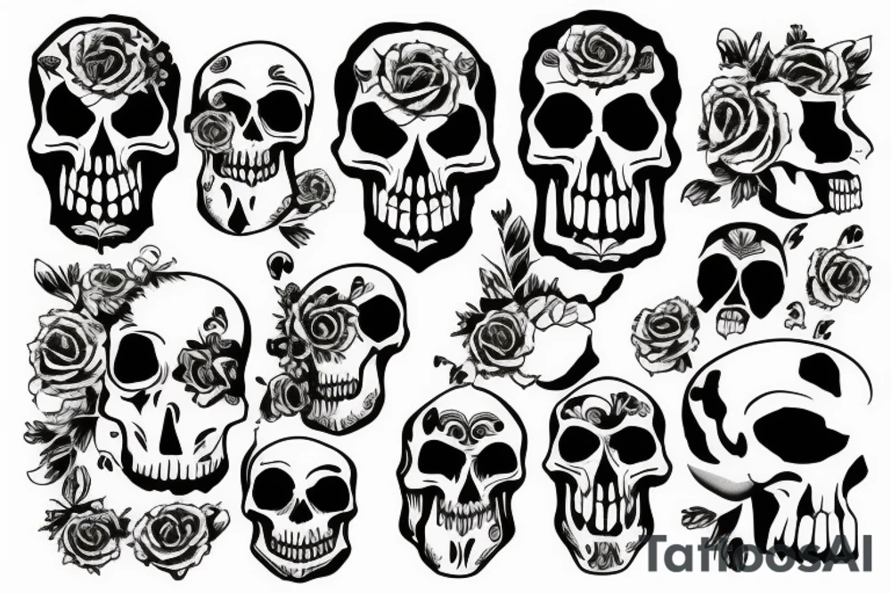 skulls/outline/white background tattoo idea