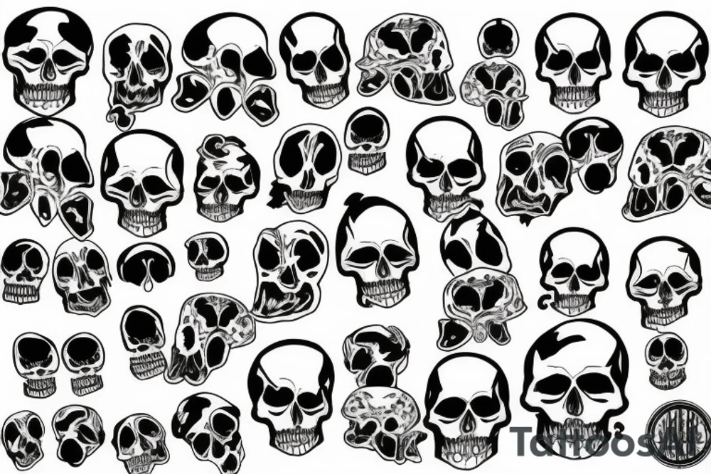 skulls/outline/white background tattoo idea