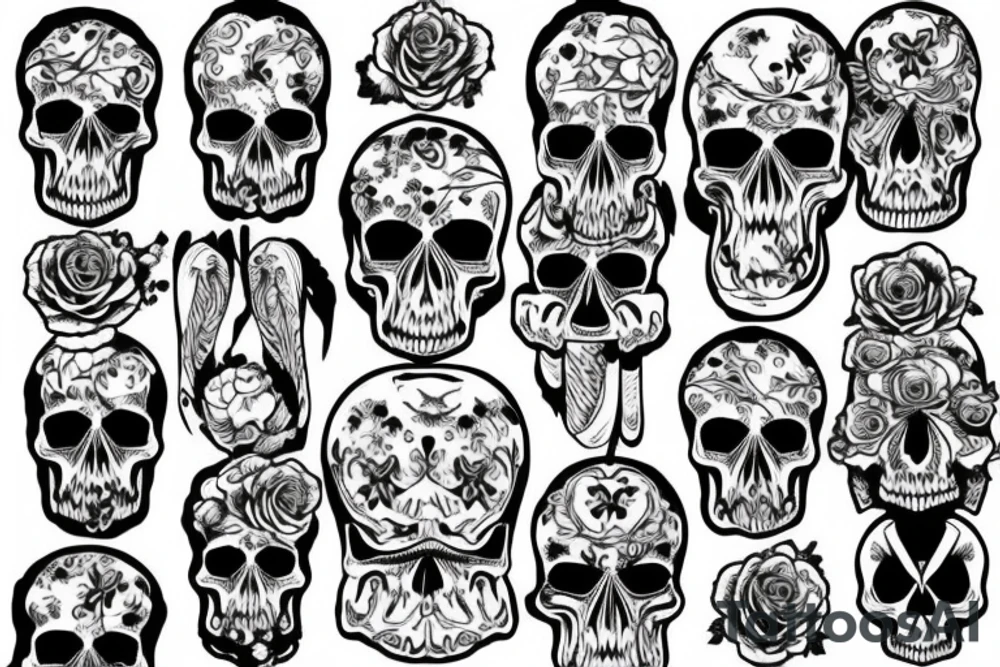 skulls/outline/white background tattoo idea