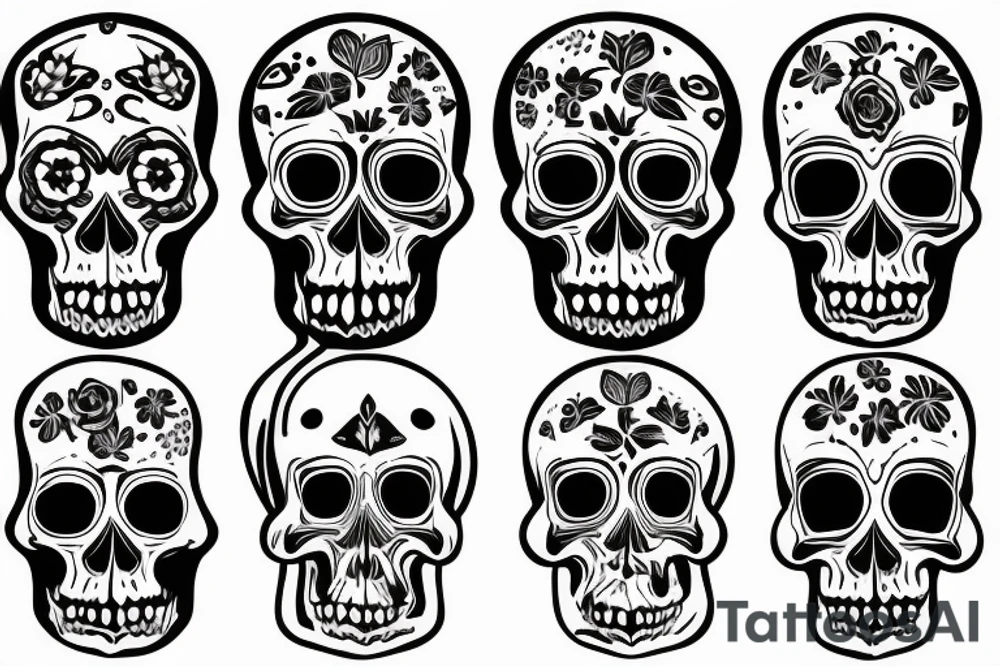 skulls/outline/white background tattoo idea