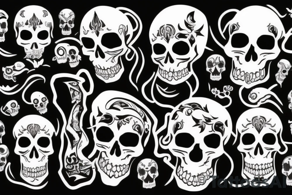 skulls/outline/white background tattoo idea